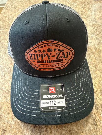 Pepper Belly Pete’s Zippy Zap House Seasoning Hat Black with Charcoal Grey Snap Back